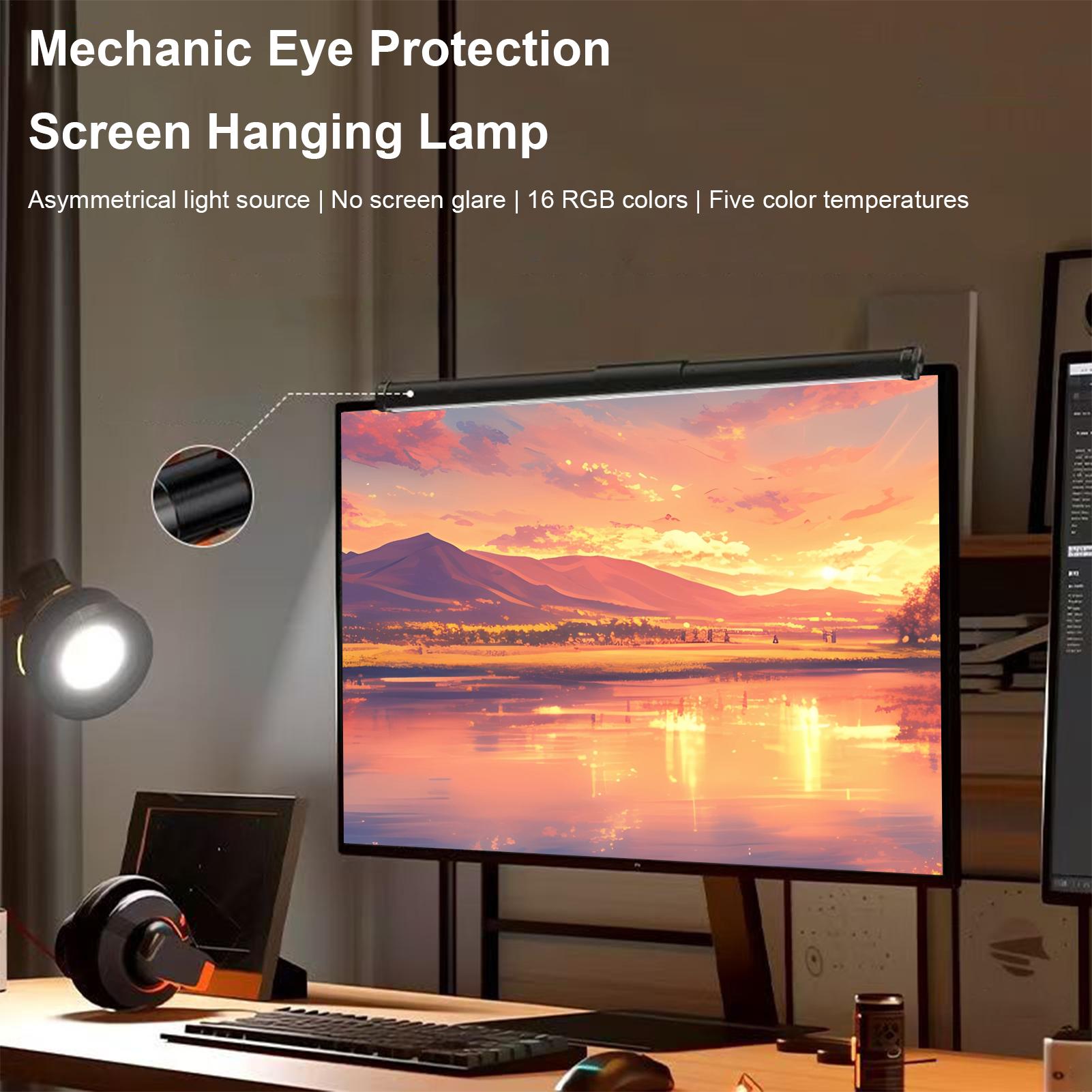 Home Office Lamp - Computer-Monitor-Lampe, 3-farbig, verstellbare Lampe, blendfrei, LED-Monitor-Licht