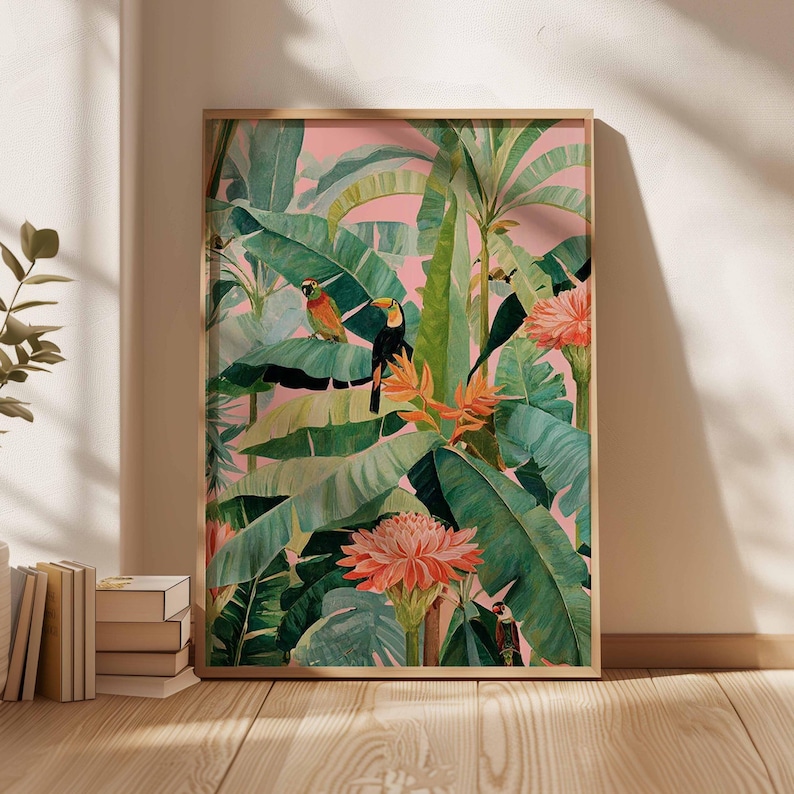 Home Office Youtube - 1 Stück Retro-Tropen-Leinwandposter, ungerahmter botanischer Naturdruck,