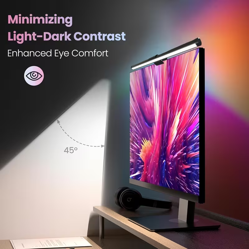 Home Office Lamp - Monitor-Lichtleiste LED Computerbildschirm-Hängeleuchte RGB Atmosphären-Tischlampe Stufenlos