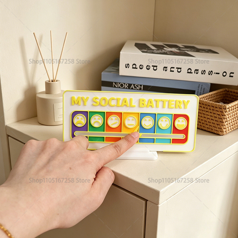 Home Office Mood Board - 3D-Gedrucktes Verstellbares Social Battery Stimmungsboard, Lustiges