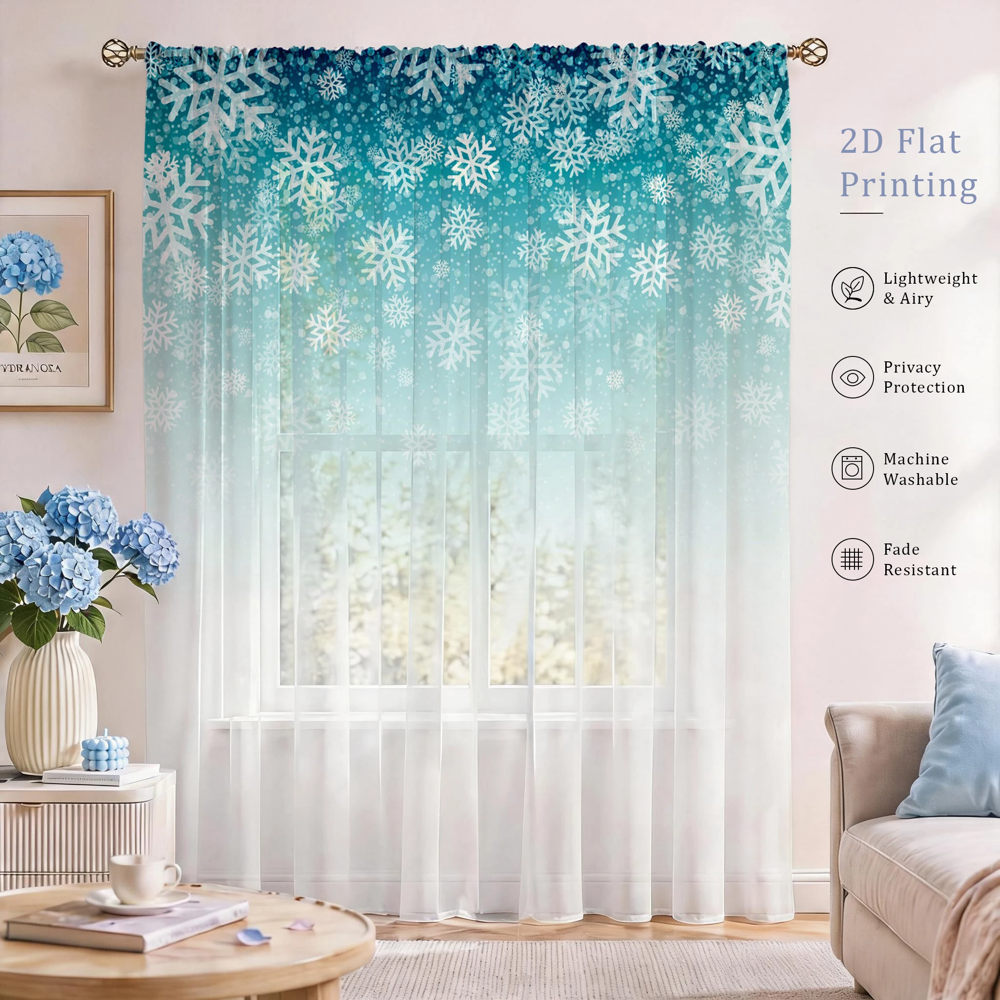 Home Office Youtube - Transparenter Vorhang mit Blumenmuster, hochwertiger, lichtreduzierender