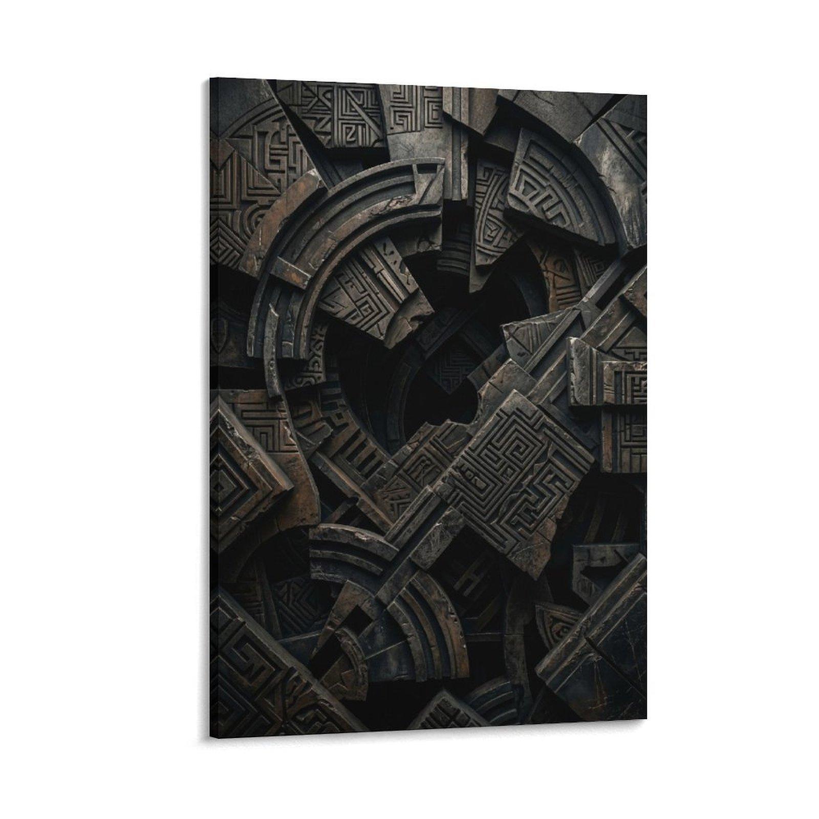 Home Office Industrial Style - 1 Stück rahmenlose bedruckte Leinwandkunst, kompliziertes