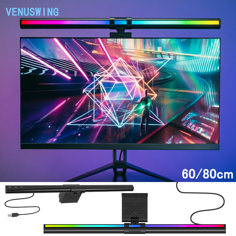 Home Office Lamp - RGB-Licht 60/80cm Spiel-Atmosphärenbeleuchtung Monitor-Lichtleiste Computer-Monitorlampe Atmosphärenlampe