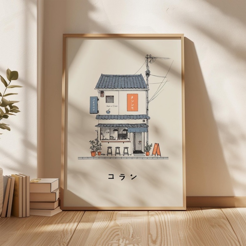 Home Office Youtube - 1 Stück japanischer Ramen-Shop-Leinwand-Wandkunstdruck, rahmenloses minimalistisches