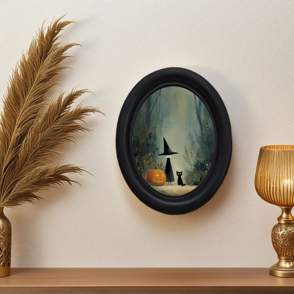 Home Office Wallpaper - Ein 3D-Wandgemälde im Vintage-Halloween-Hexe und schwarze
