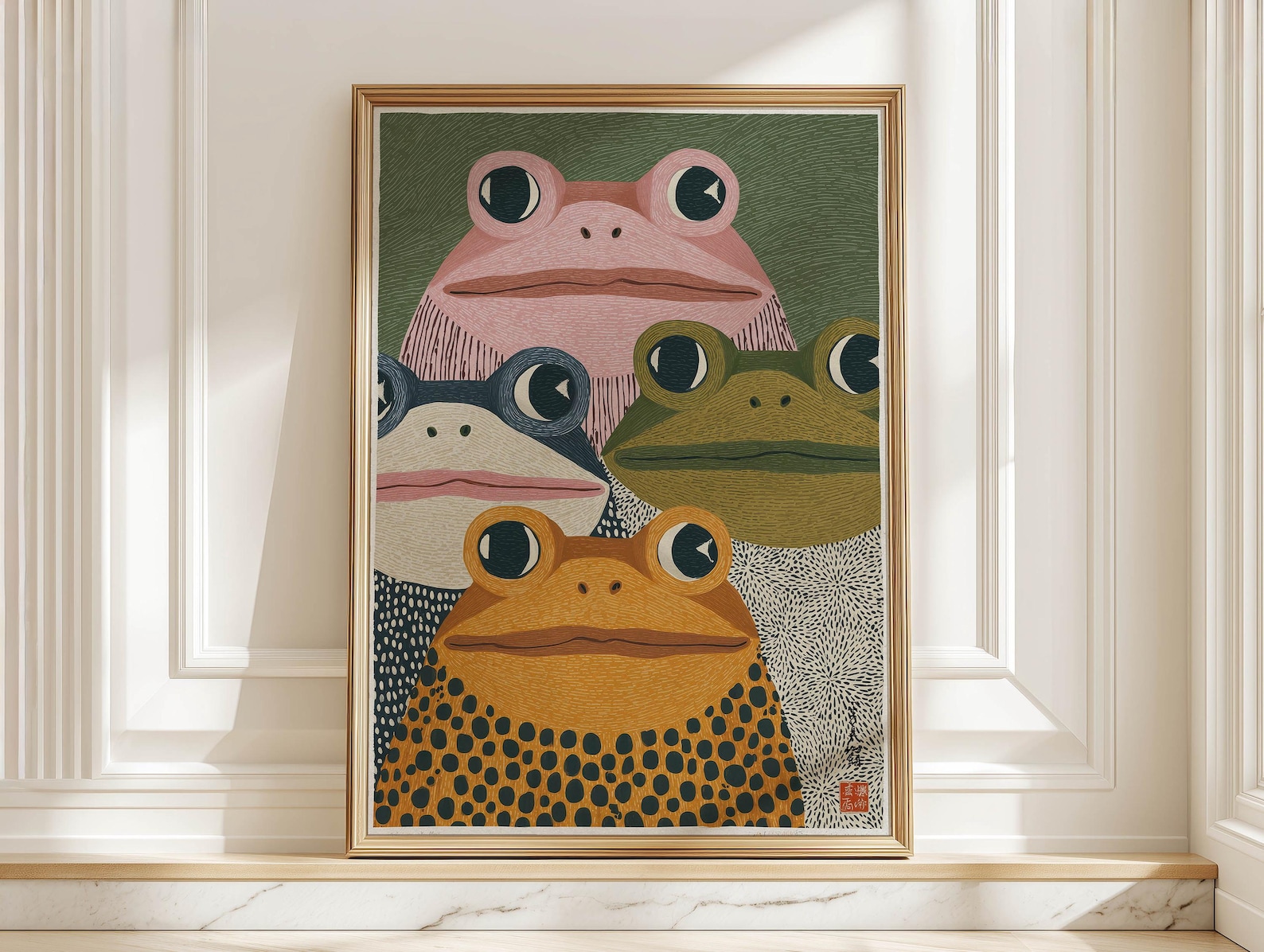 Home Office Youtube - Moderner japanischer Frosch-Kunstdruck – ungerahmtes abstraktes