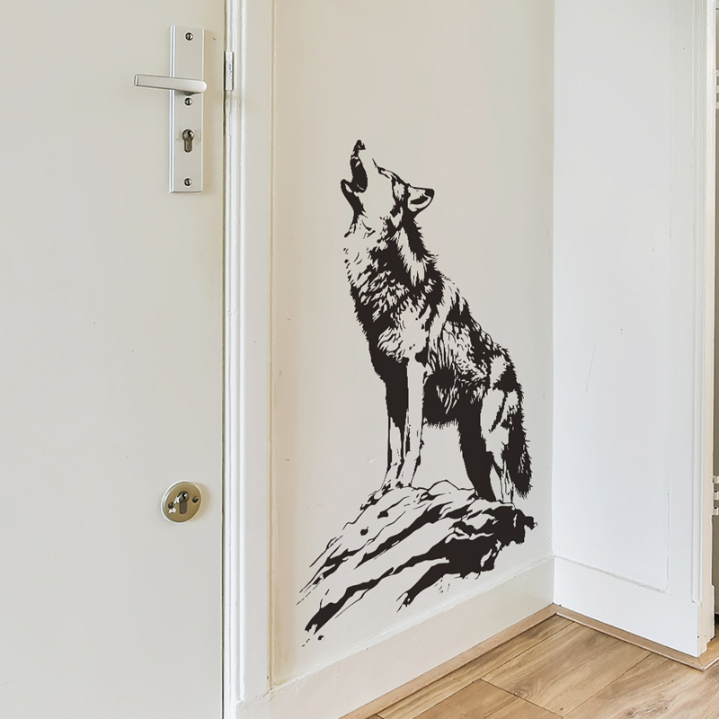Home Office Wallpaper - Tierposter, 3D-Wandaufkleber „Lone Wolf Howls“, Vinyl-Wandaufkleber