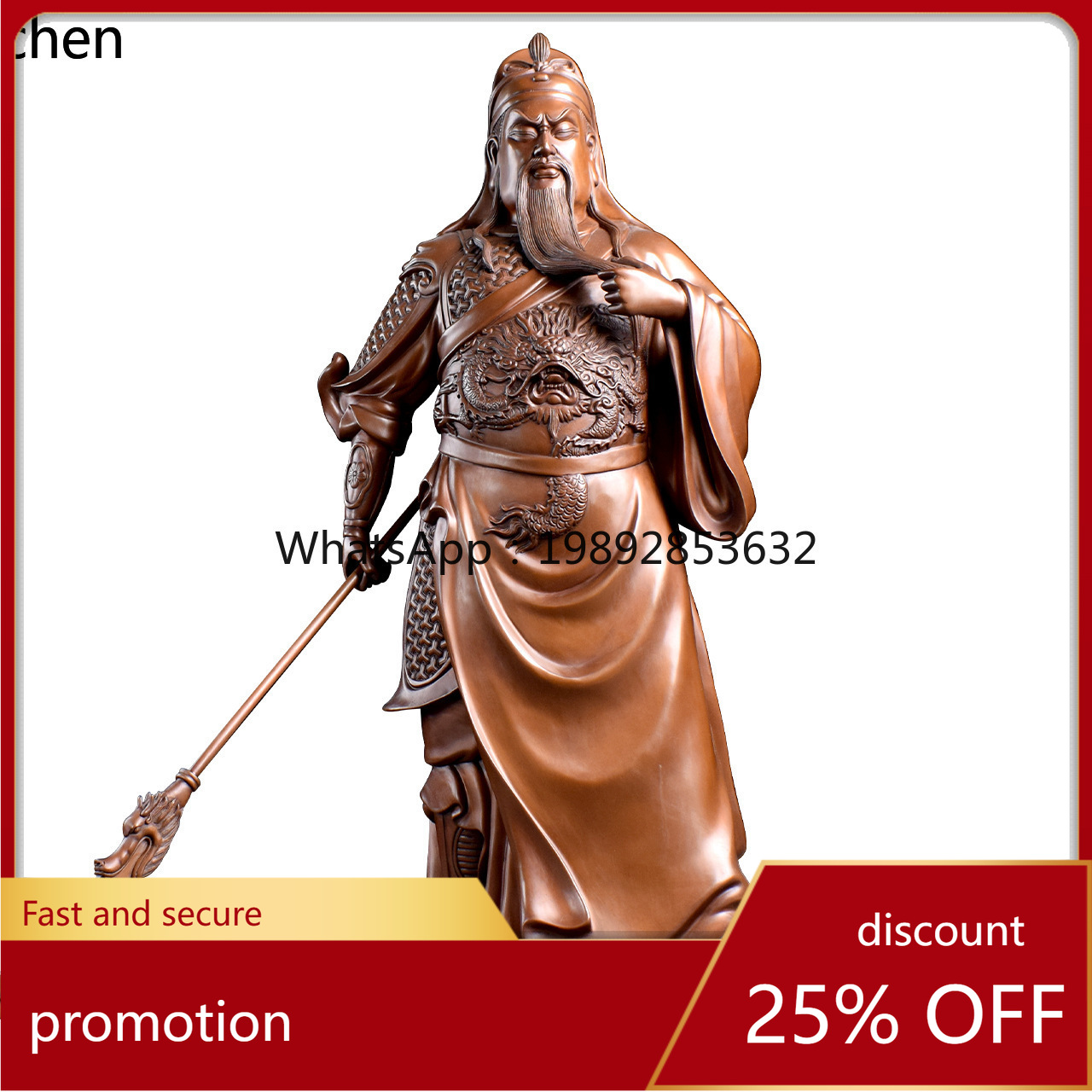 Home Office Ye - ZML Rotkupfer Stehende Guan Gong Figur
