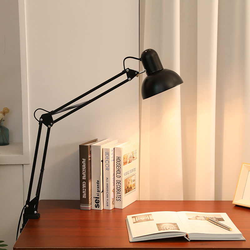 Home Office Lamp - Klemm-Schreibtischlampe, Schwenkarm-Klappbare Schreibtischlampe mit Clip, E27