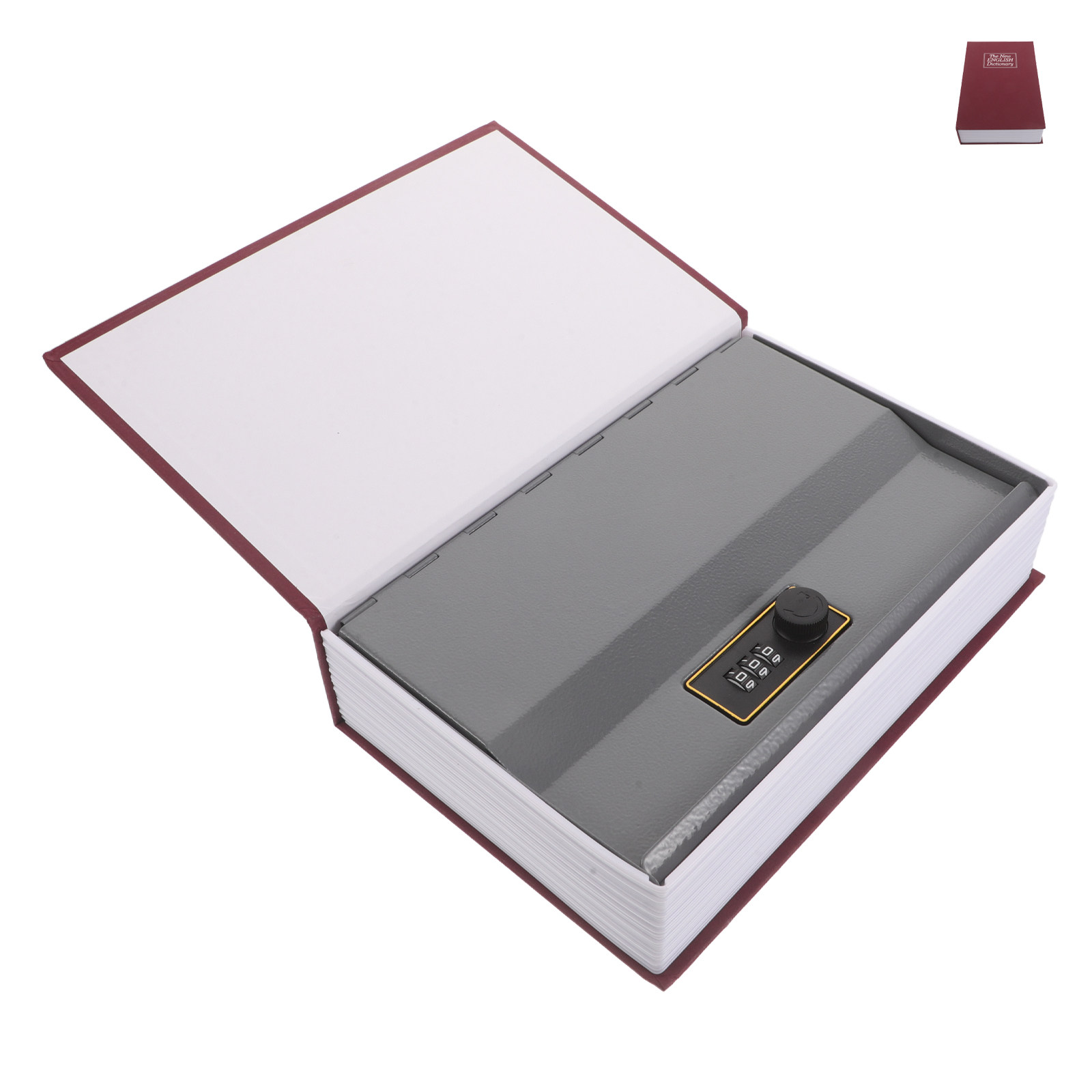Home Office Passport - Roter, buchförmiger Tresor mit mechanischem Zahlenschloss,