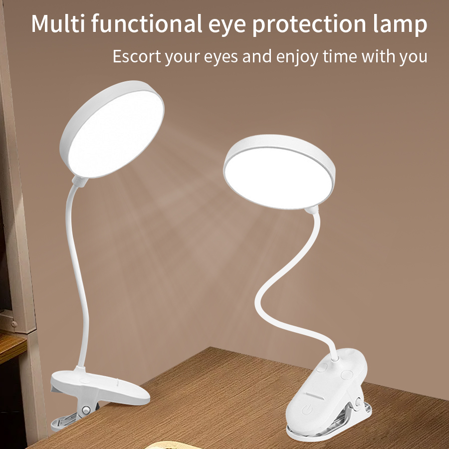 Desk Lamp Led - LED-Klemmleuchte 360 ° Flexibles, dimmbares USB-Leselicht