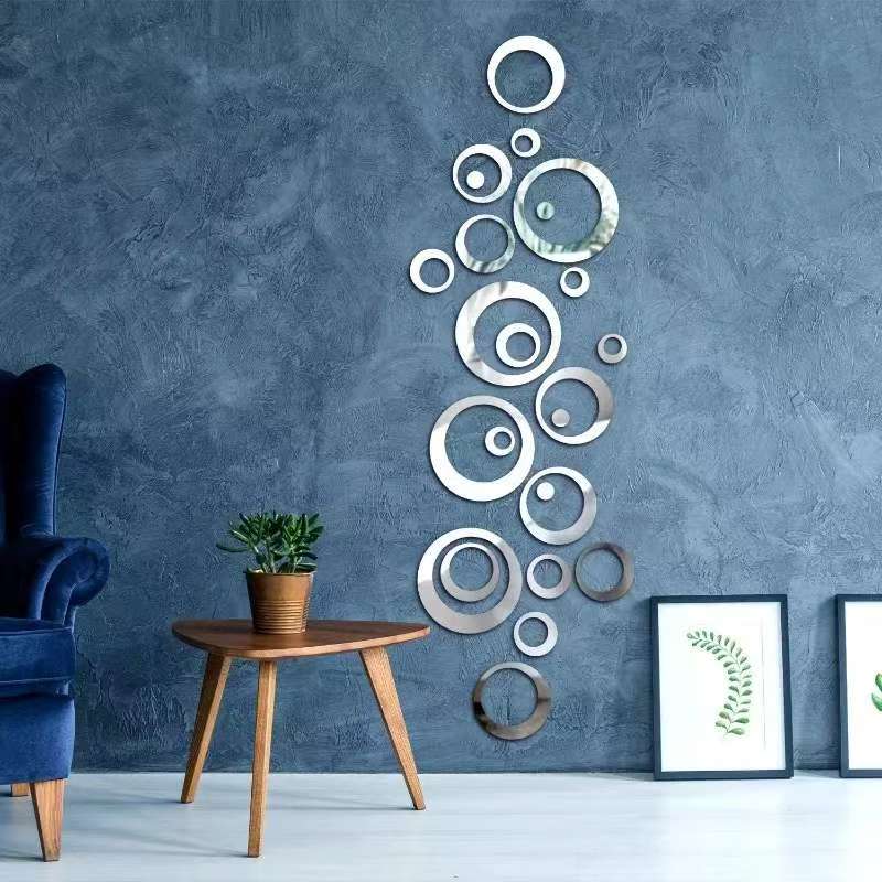 Home Office Wallpaper - 24 Stück kreisförmige Spiegel-Wandaufkleber, selbstklebende Acryl-Aufkleber