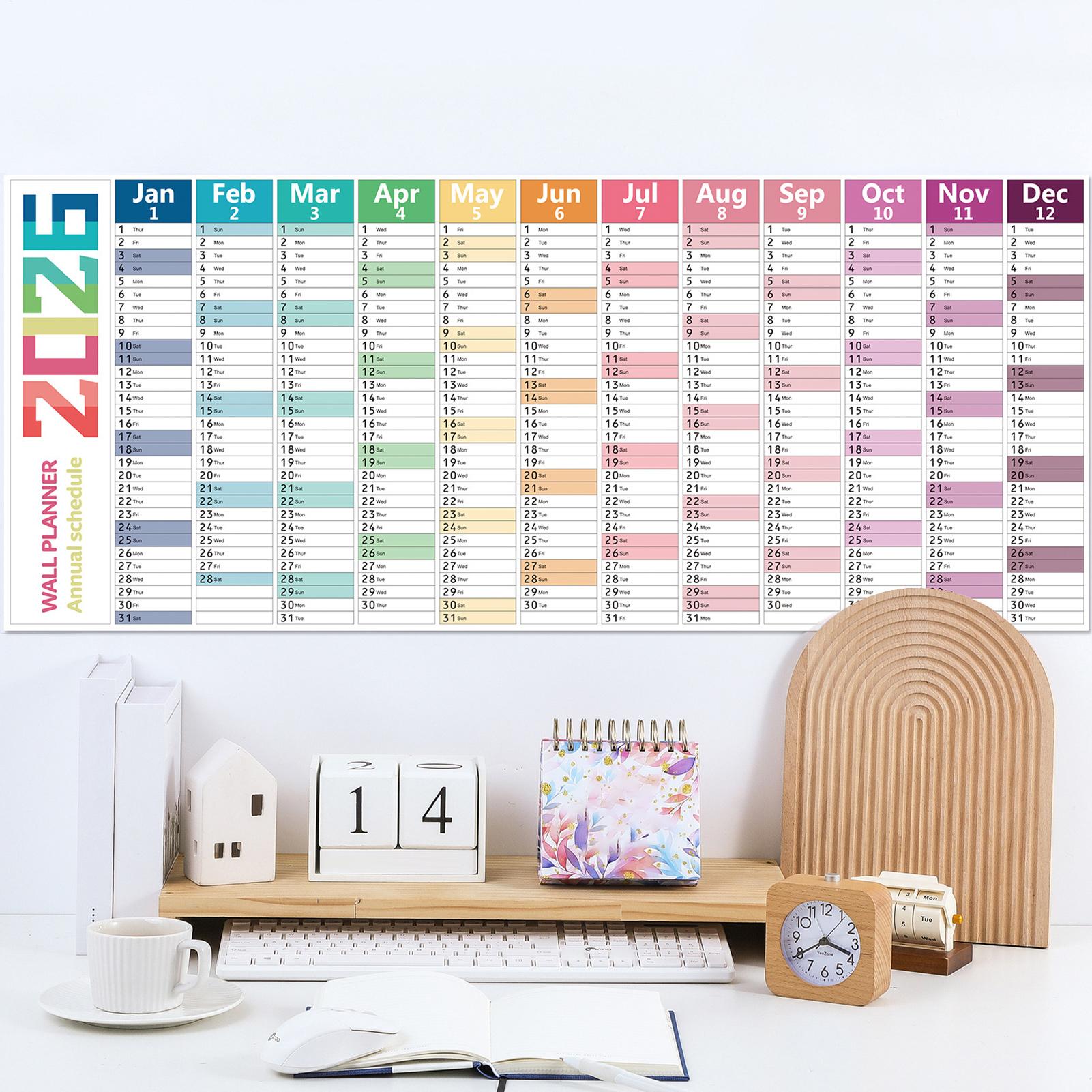 Home Office Wallpaper - Englischer Wandkalender 2025, trocken abwischbarer Wandplaner,