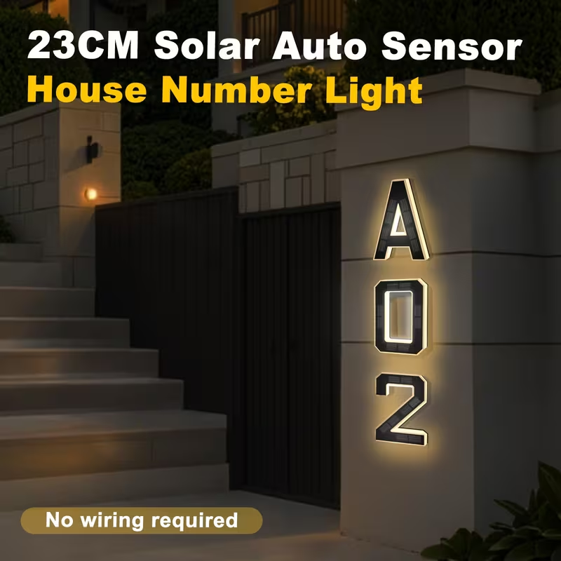 23 cm Solar-LED-Adressschild,  – Home Office Number Bewertung und Preis