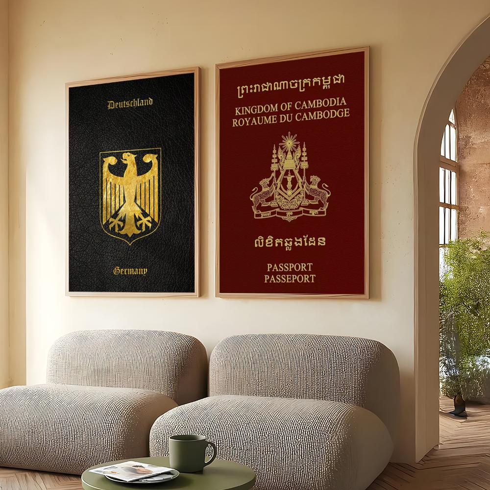 Tiefrotes Reisepass-Poster mit – Home Office Passport Bewertung und Preis